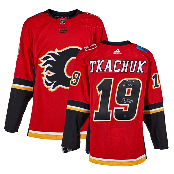 Matthew Tkachuk Calgary Flames Signed & Dated 1st Goal adidas Jersey