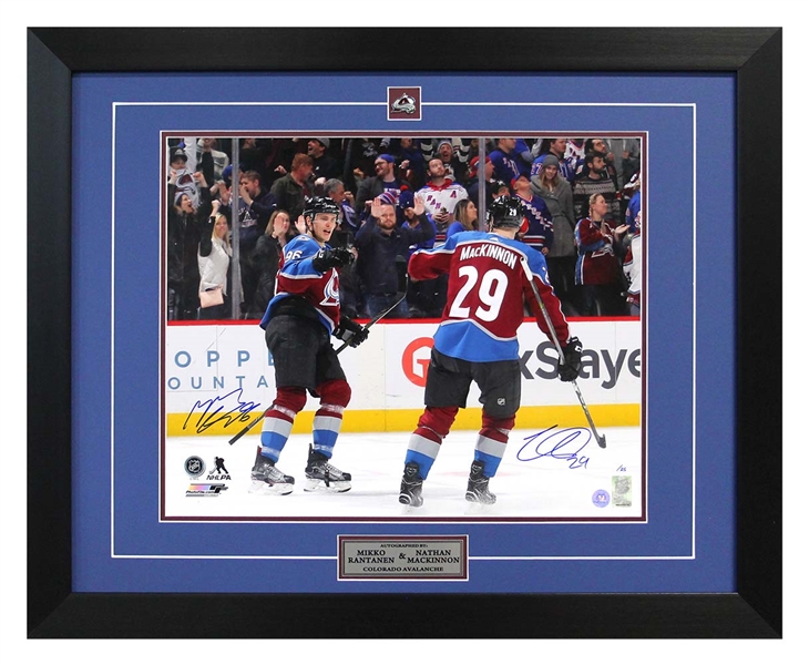 Nathan MacKinnon & Mikko Rantanen Dual Signed Colorado Avalanche 26x32 Frame