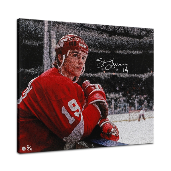 Steve Yzerman Signed Detroit Hockey Bench Profile 26x32 Art Canvas #/19