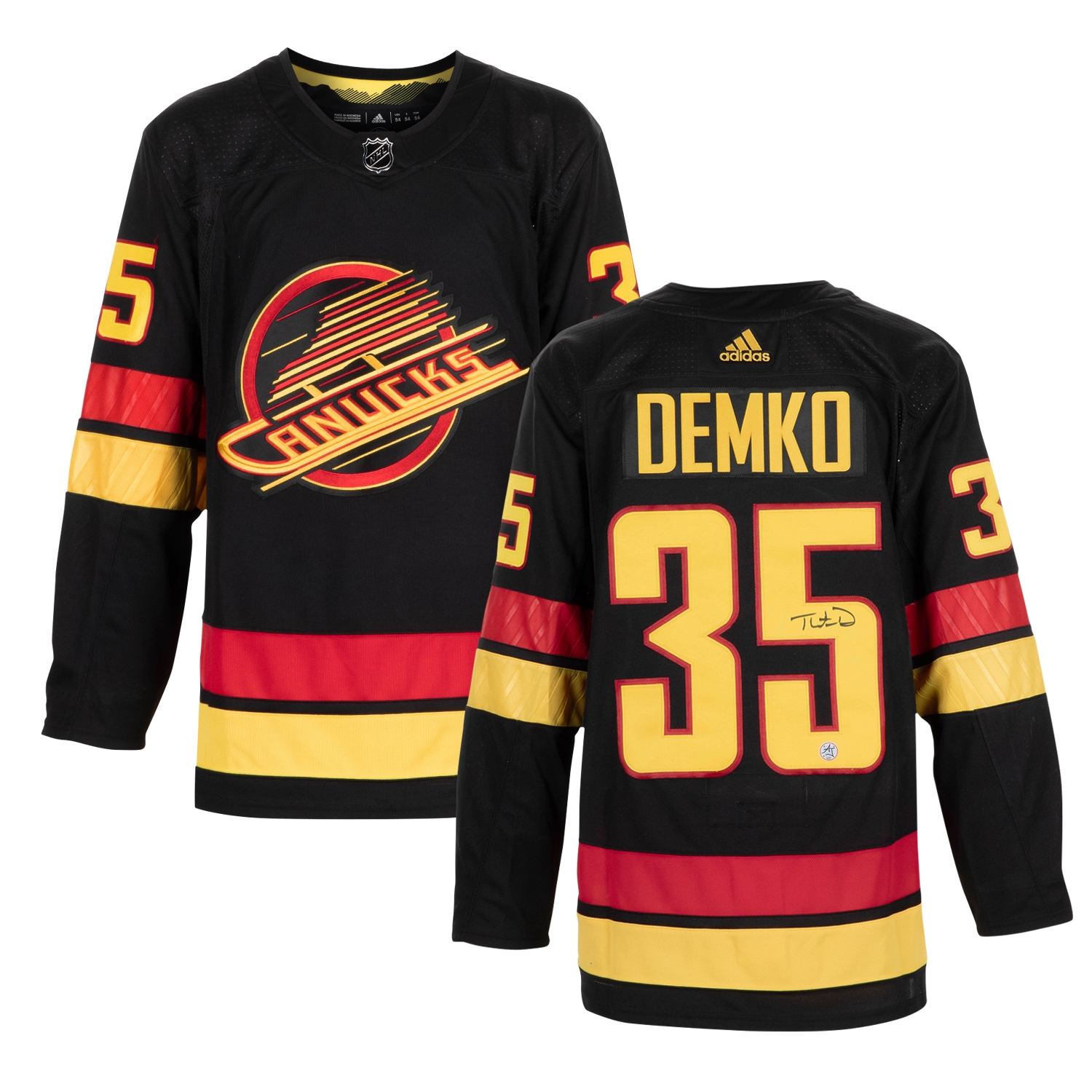 Thatcher Demko Signed Vancouver Canucks Black Alt Retro adidas Jersey