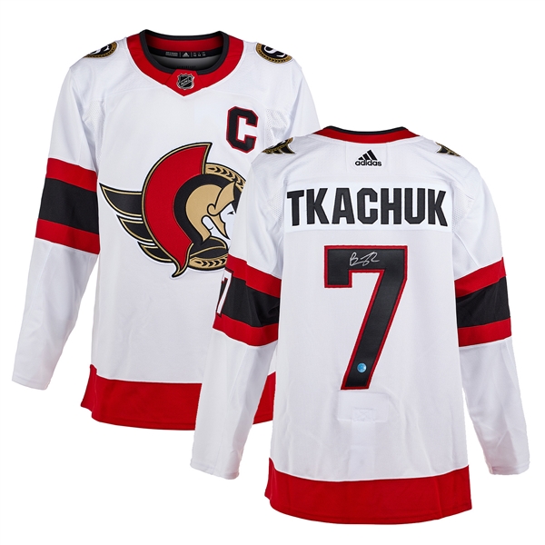 Brady Tkachuk Signed Ottawa Senators White adidas Jersey