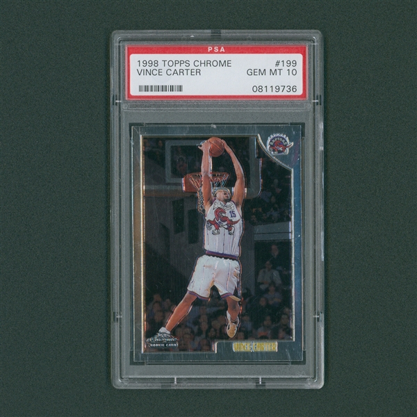 Vince Carter 1998 Topps Chrome Rookie Card #199 Graded PSA 10 Gem Mint