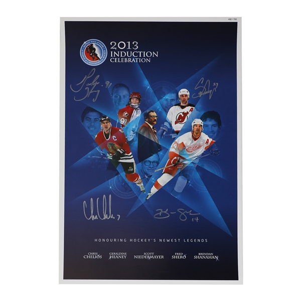 2013 Hockey Hall Of Fame Induction Poster Signed By 4 Inductees