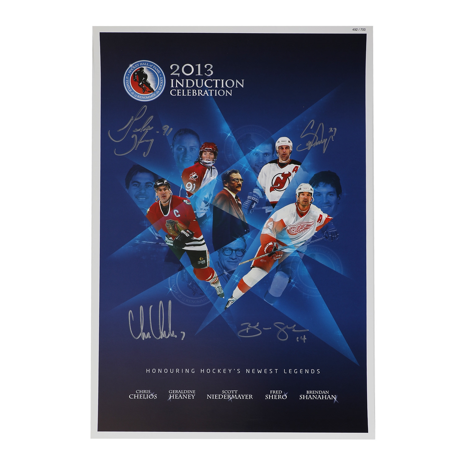 2013 Hockey Hall Of Fame Induction Poster Signed By 4 Inductees