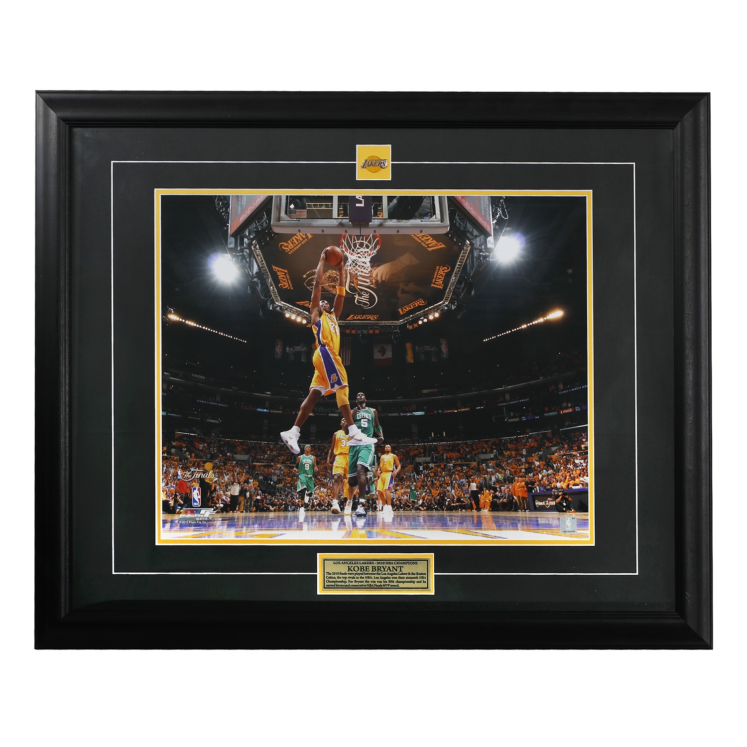 Kobe Bryant Los Angeles Lakers 2010 NBA Finals Unsigned Slam Dunk 26x32 Frame