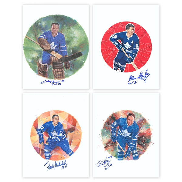 Toronto Maple Leafs Signed Canada Post Lithograph Lot Of 4 With Mahovlich & Bower