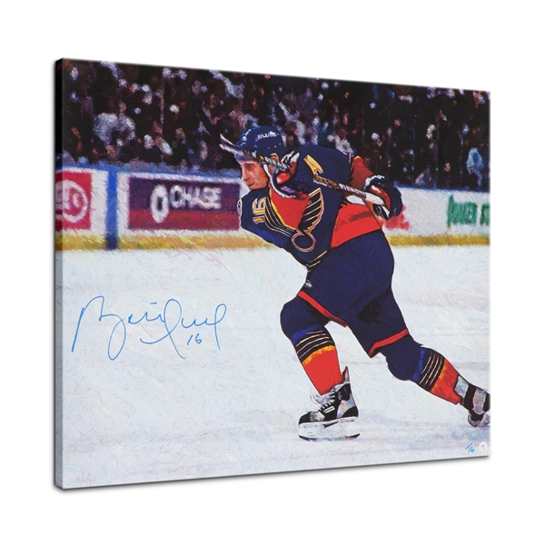 Brett Hull Signed St Louis Hockey Slapshot 26x32 Art Canvas #/16