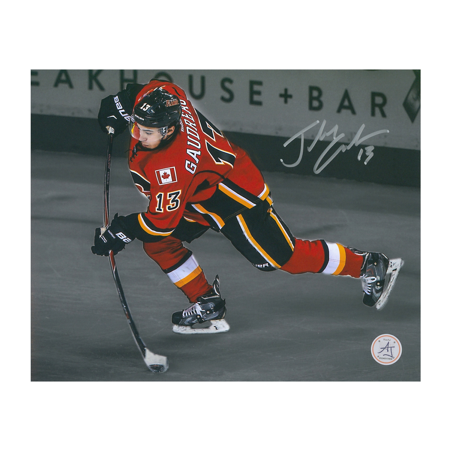 Johnny Gaudreau Signed Calgary Flames Color Isolation 8x10 Photo