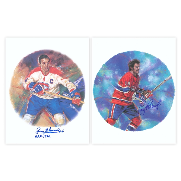 Montreal Canadiens Signed Canada Post Lithograph Lot Of 2 Beliveau & Robinson