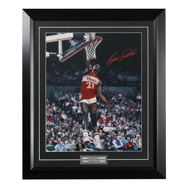 Dominique Wilkins Atlanta Hawks Signed Slam Dunk 24x28 Frame