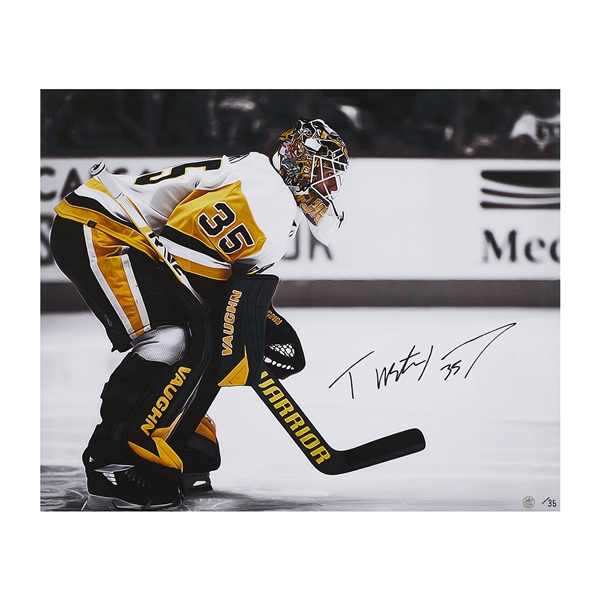 Tristan Jarry Signed Pittsburgh Goalie Profile 26x32 Art Canvas /35