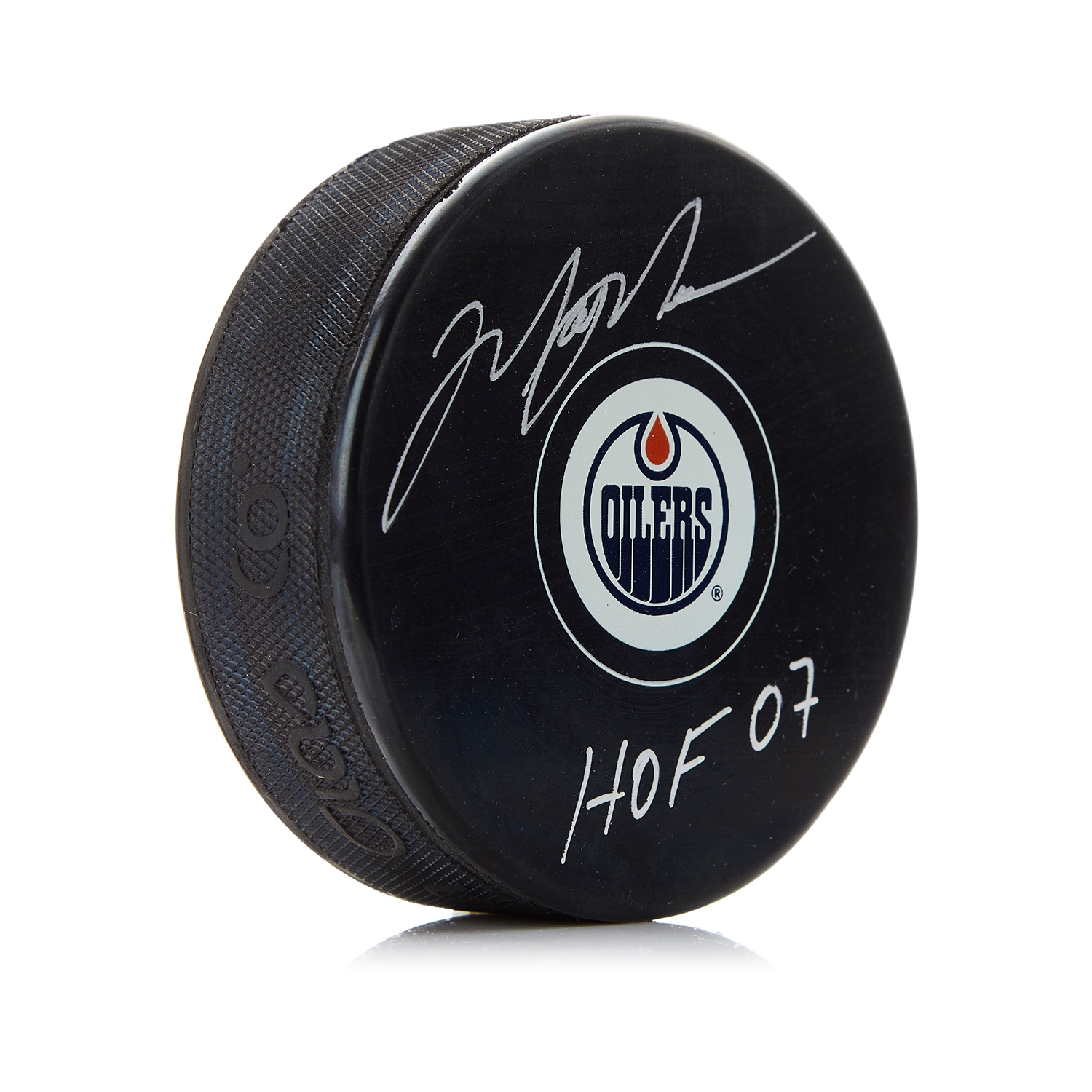 Mark Messier Autographed Edmonton Oilers Hockey Puck with HOF Note