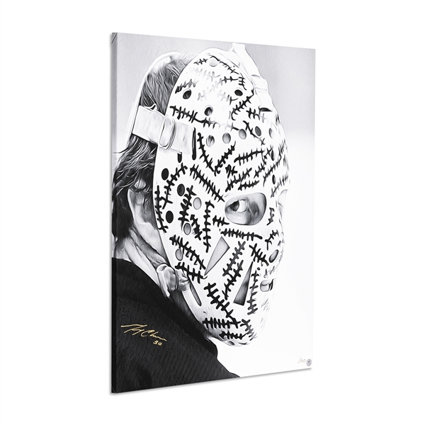 Gerry Cheevers Autographed Stiched Goalie Mask Profile 26x32 Art Canvas