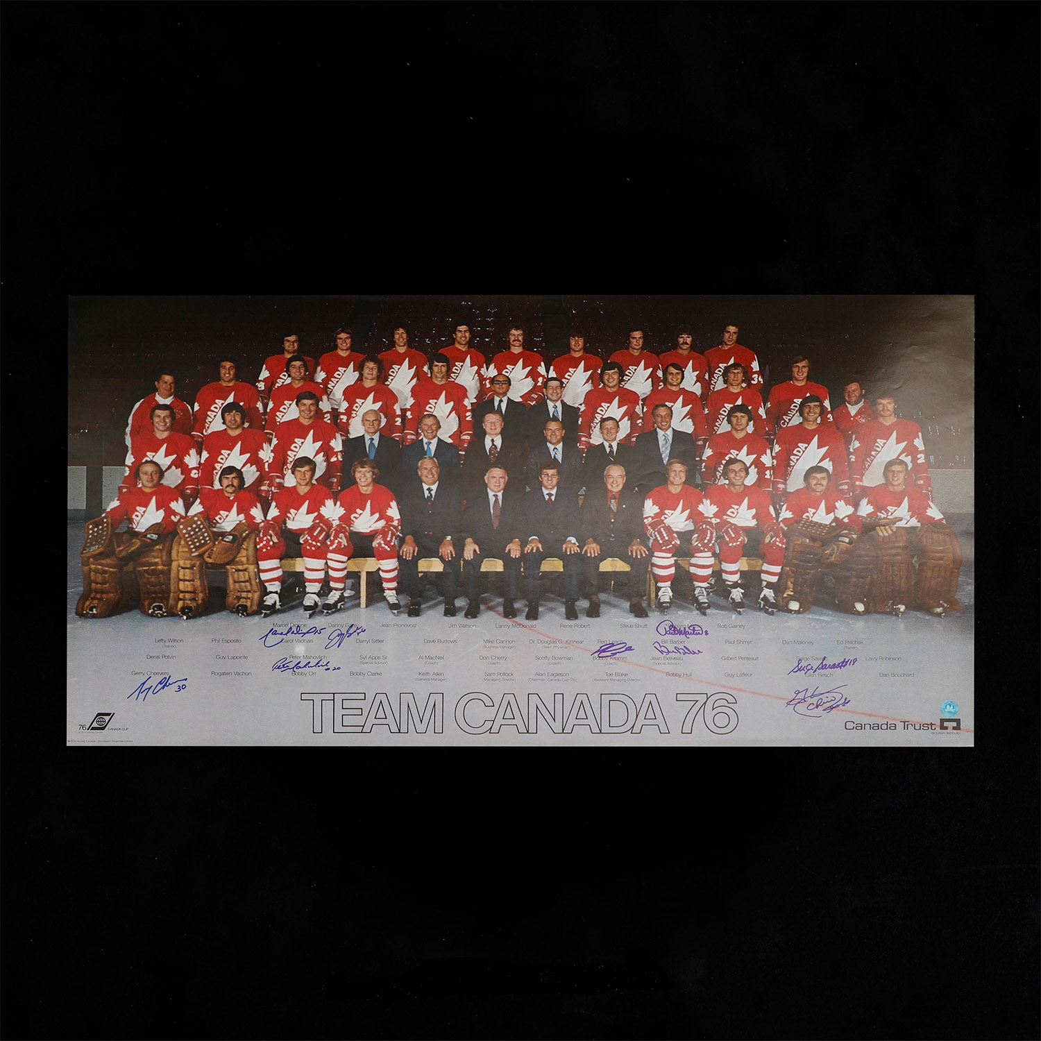 Team Canada Signed 1976 Canada Cup Poster With Dionne & Cheevers