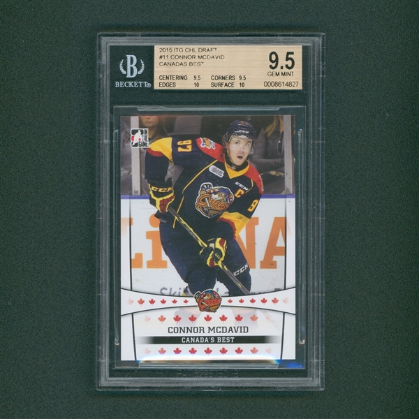 2015 In The Game CHL Draft Connor McDavid Pre Rookie Card #11 Graded BGS 9.5