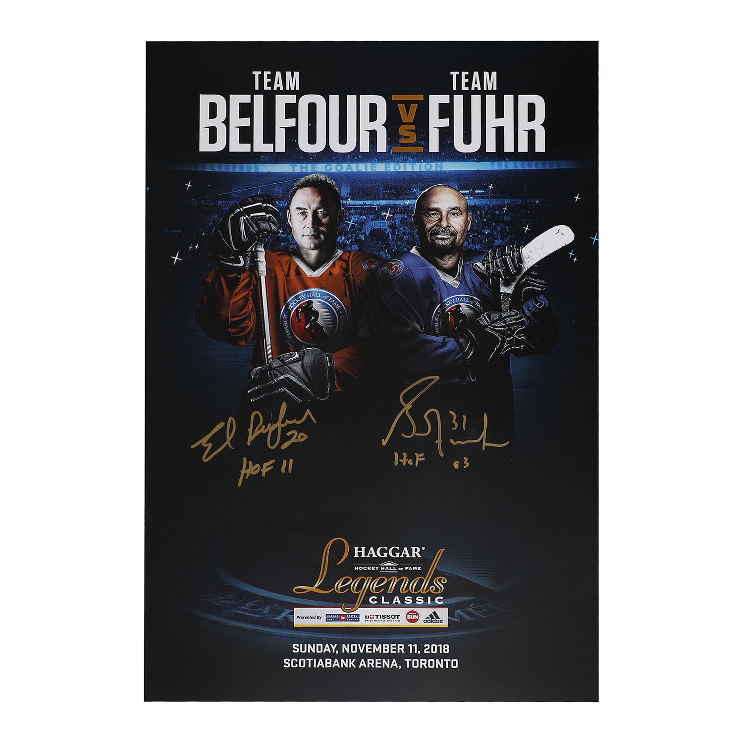 2018 Hall of Fame Legends Classic 11x17 Poster Signed By Ed Belfour & Grant Fuhr