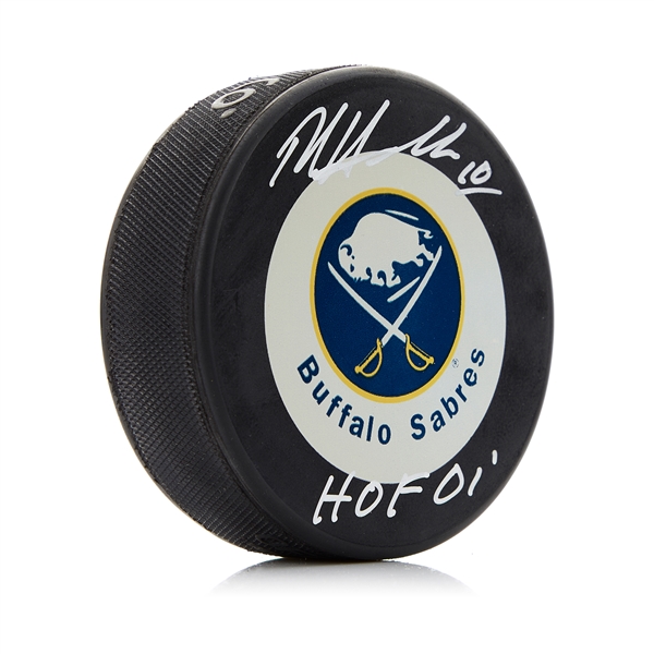 Dale Hawerchuk Signed Buffalo Sabres Retro Logo Puck with HOF Note