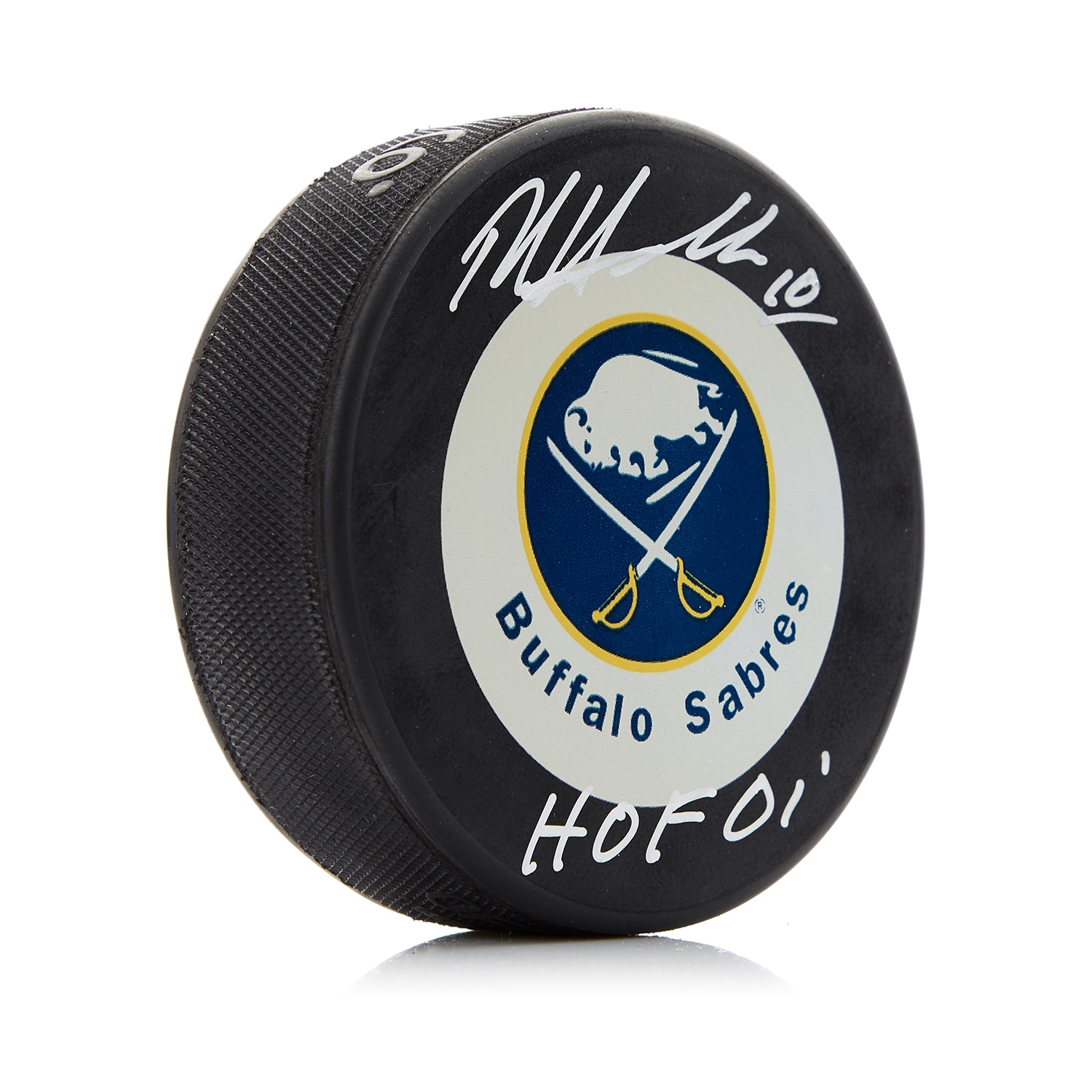 Dale Hawerchuk Signed Buffalo Sabres Retro Logo Puck with HOF Note