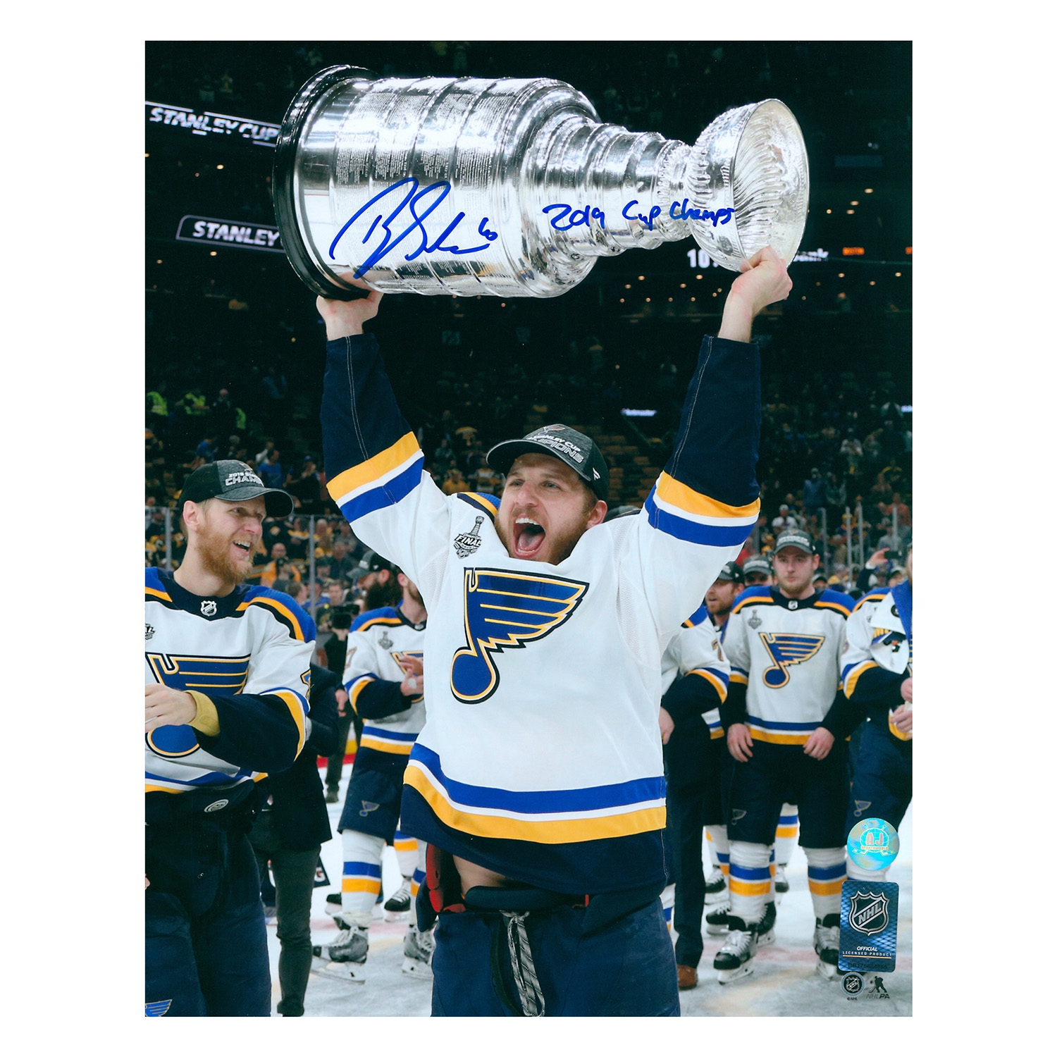 Brayden Schenn Signed St Louis Blues 2019 Stanley Cup 16x20 Photo With Cup Note