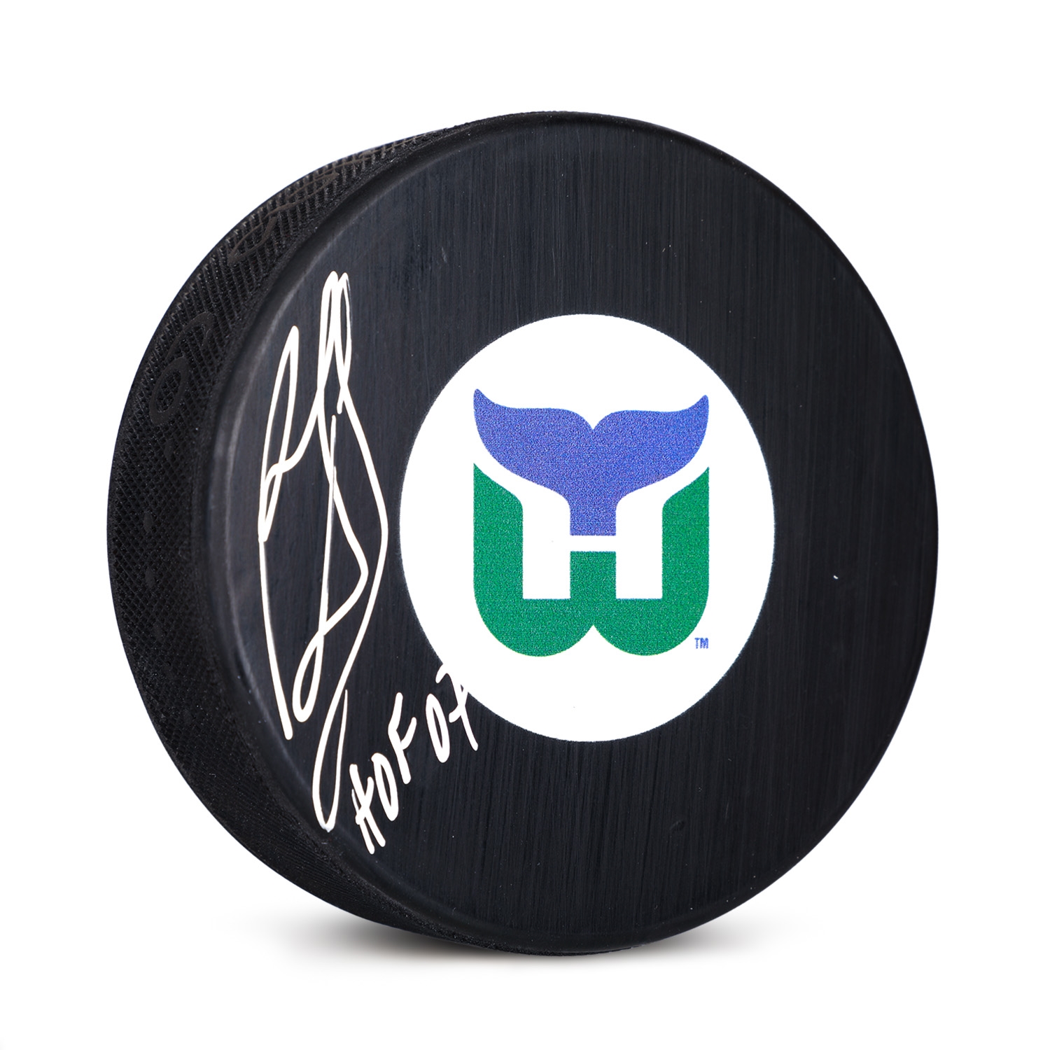 Ron Francis Autographed Hartford Whalers Vintage Logo Puck with HOF Note