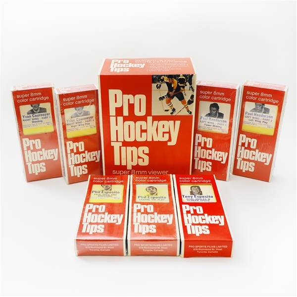 1970s Pro Hockey Tips 8mm Viewer and 7 Film Cartridges in Original Boxes