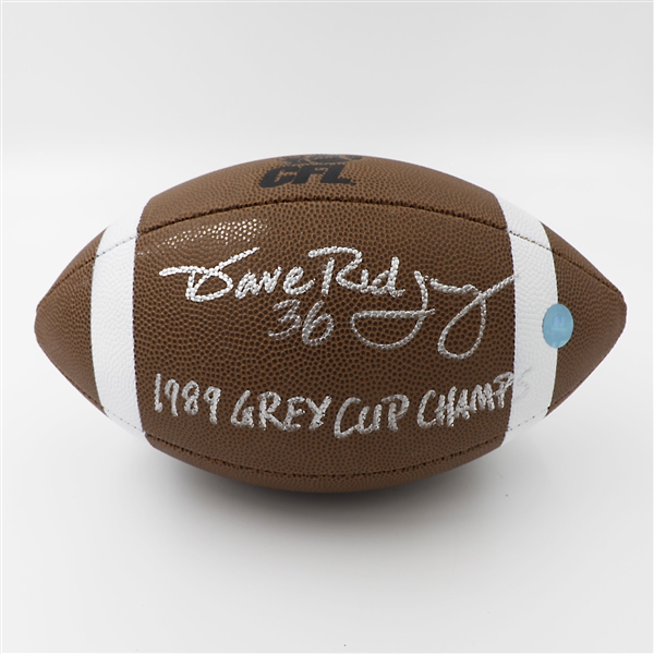 Dave Ridgeway Autographed CFL Wilson Composite Football With Grey Cup Note