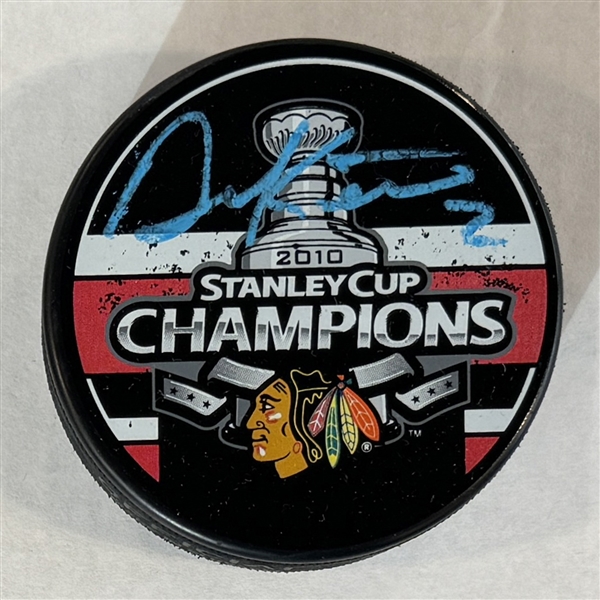 Duncan Keith Autographed Chicago 2010 Stanley Cup Puck (Flawed)