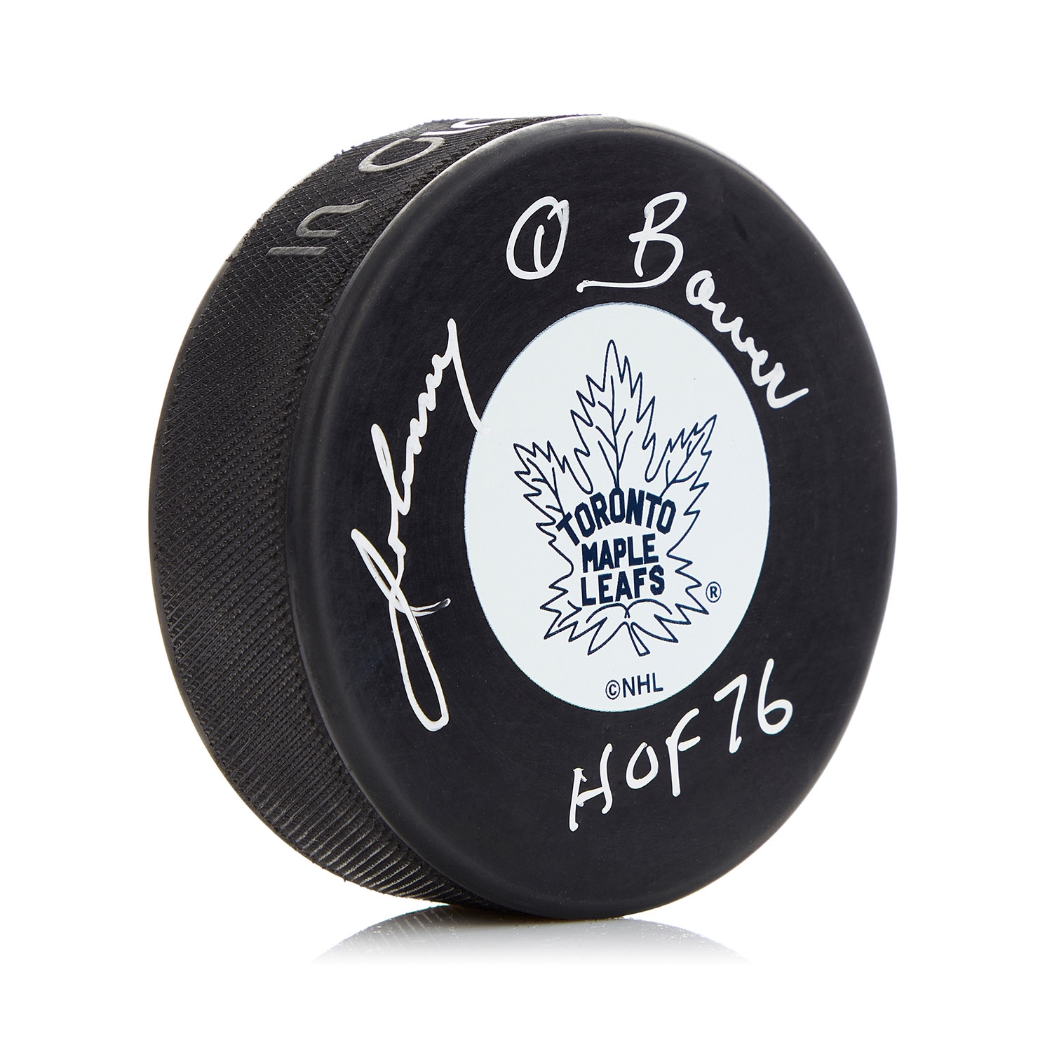 Johnny Bower Autographed Toronto Maple Leafs Hockey Puck with HOF Note