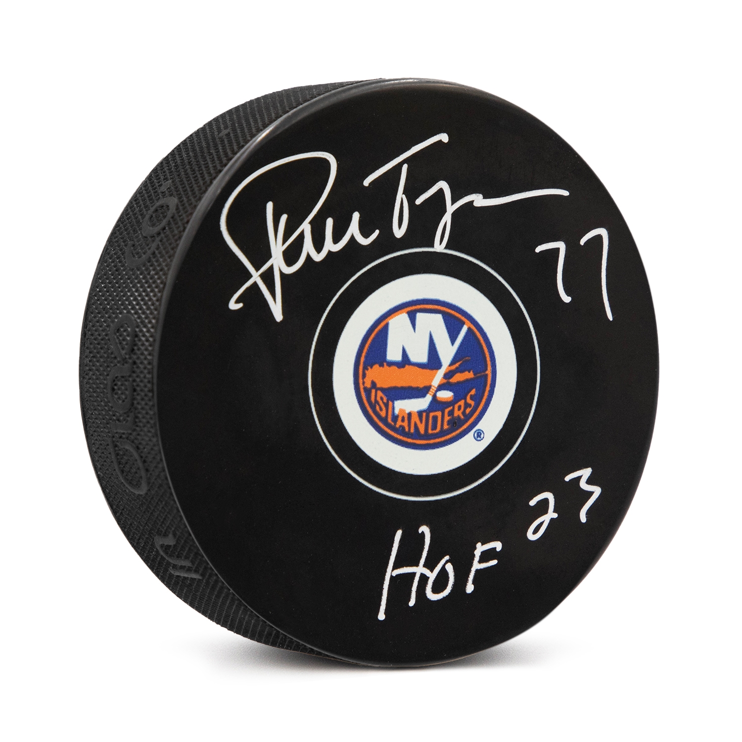 Pierre Turgeon Autographed New York Islanders Hockey Puck with HOF Note