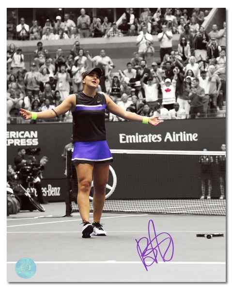 Bianca Andreescu Signed 2019 US Open Tennis Match Point Spotlight 8x10 Photo