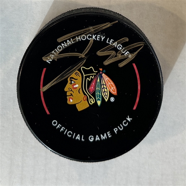 Tyler Bertuzzi Autographed Chicago Blackhawks Official Game Puck (Flawed)