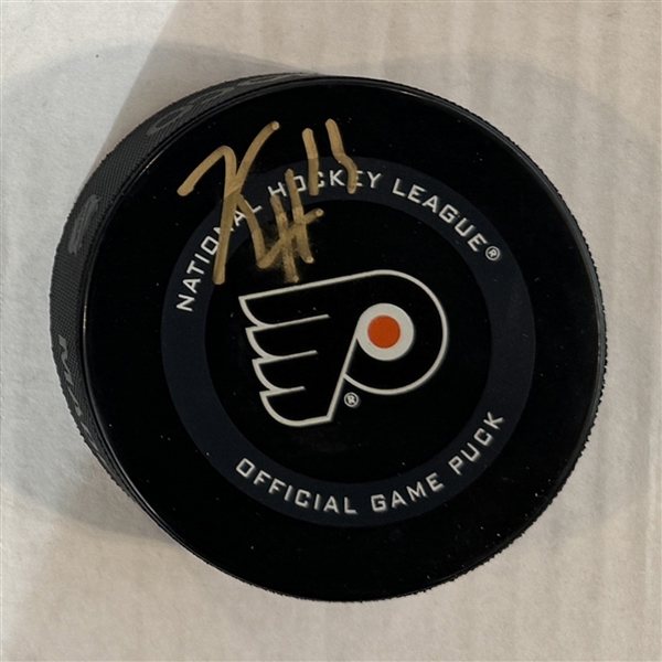 Kevin Hayes Autographed Philadelphia Flyers Official Game Puck (Flawed)