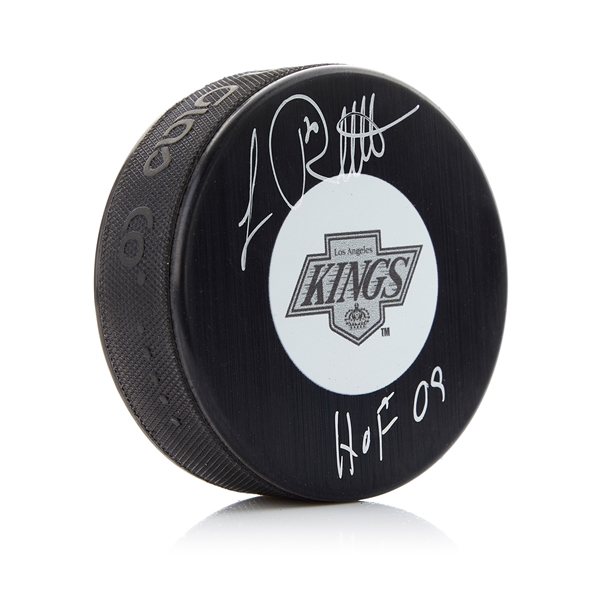 Luc Robitaille Signed Los Angeles Kings Retro Logo Puck with HOF Note