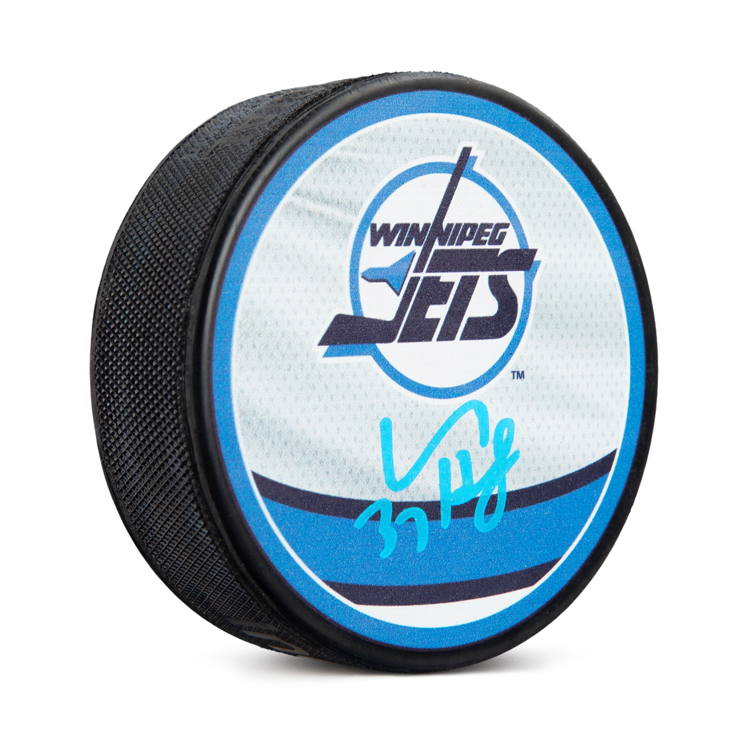 Connor Hellebuyck Signed Winnipeg Jets Reverse Retro Dual Logo Puck