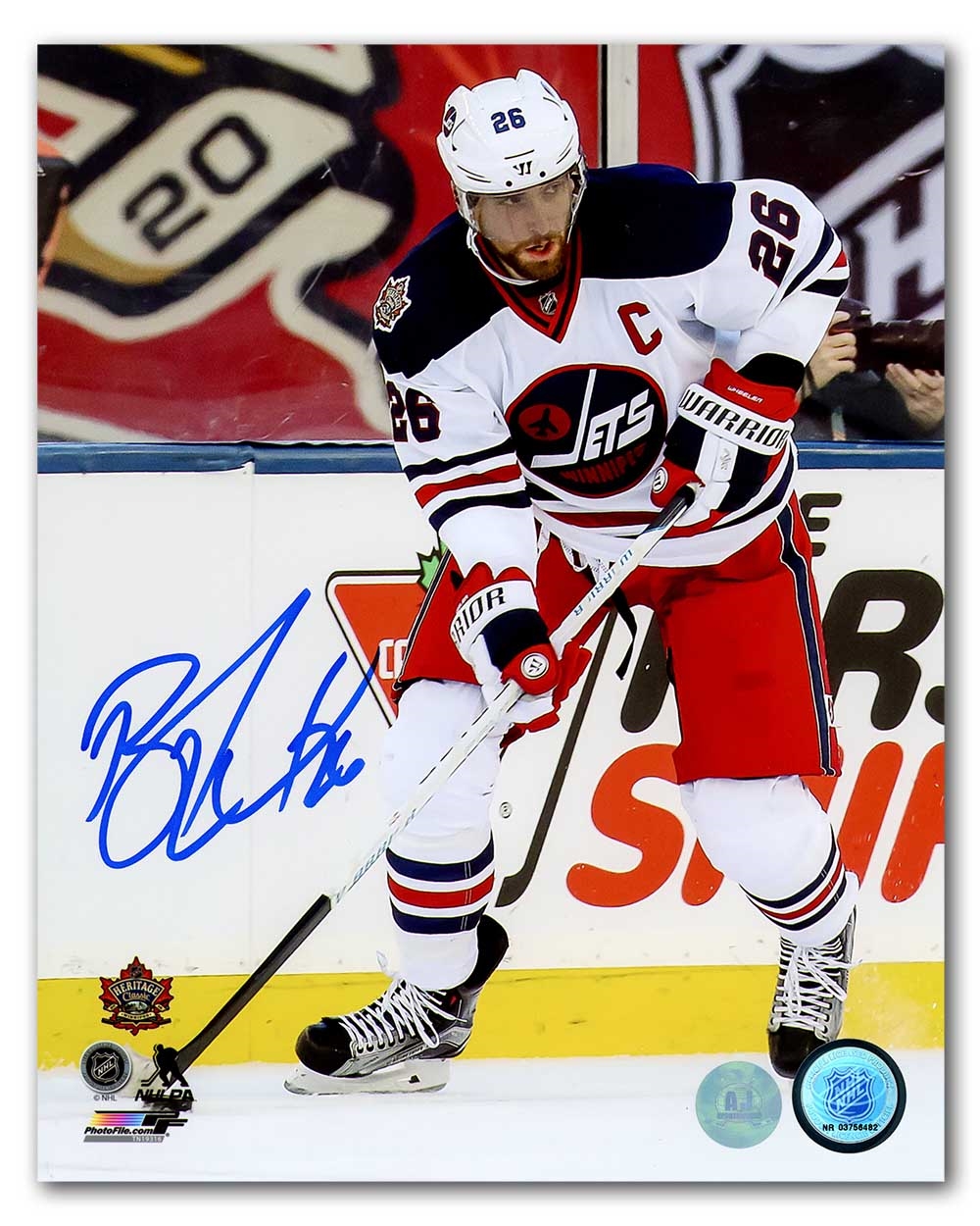 Blake Wheeler Autographed Winnipeg Jets Puck Rush 8x10 Photo