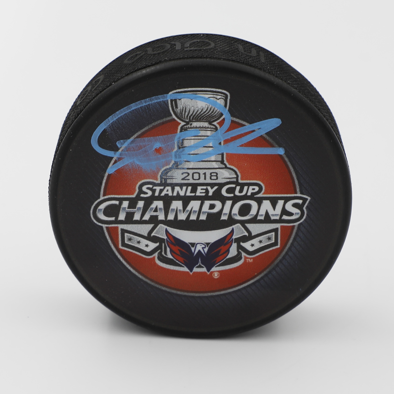 Tom Wilson Autographed Washington Capitals 2018 Stanley Cup Puck (Flawed)