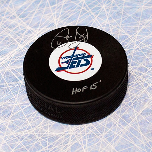 Phil Housley Signed Winnipeg Jets Hockey Puck with HOF Note