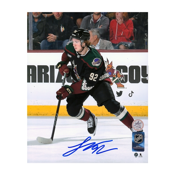 Logan Cooley Autographed Arizona Coyotes Rookie 8x10 Photo