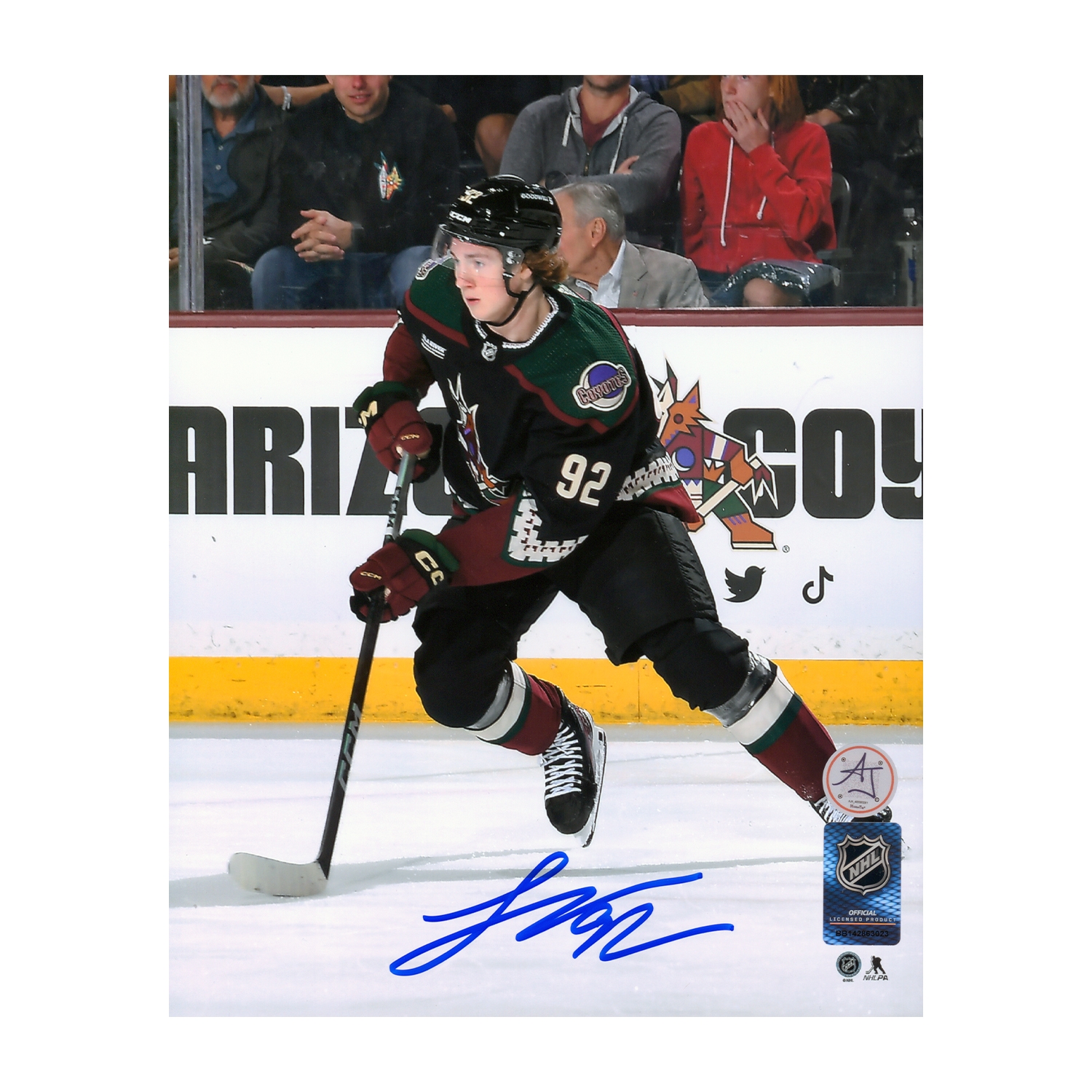 Logan Cooley Autographed Arizona Coyotes Rookie 8x10 Photo