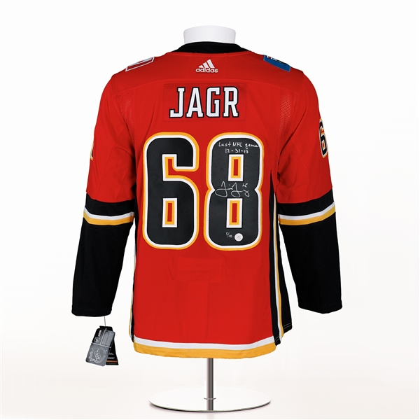 Jaromir Jagr Calgary Flames Signed & Dated Last Game adidas Jersey # 5/68