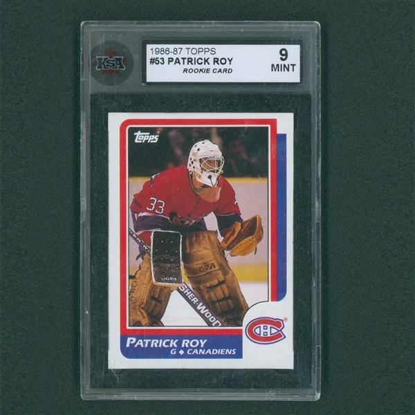 1986-87 Topps #53 Patrick Roy Rookie Card - KSA 9 Mint