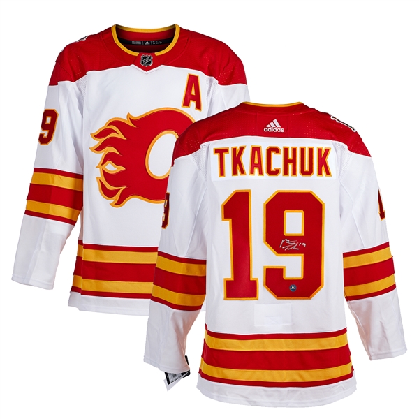 Matthew Tkachuk Calgary Flames Signed 2019 Heritage Classic adidas Jersey