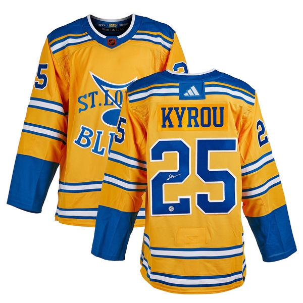 Jordan Kyrou Signed St Louis Blues Reverse Retro 2.0 adidas Jersey