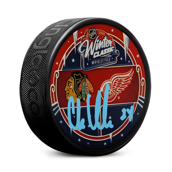 Chris Chelios Signed Detroit Red Wings 2009 Winter Classic Souvenir Puck