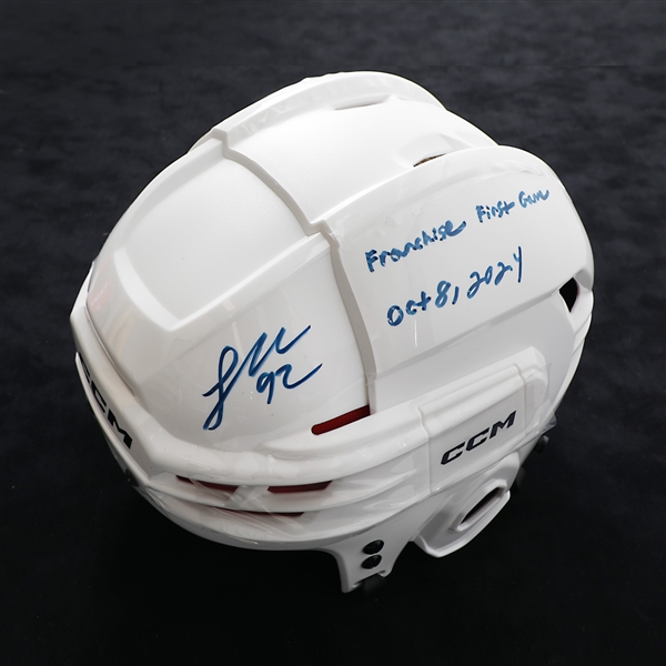 Logan Cooley Signed & Dated Utah Hockey Club 1st Game White CCM Helmet