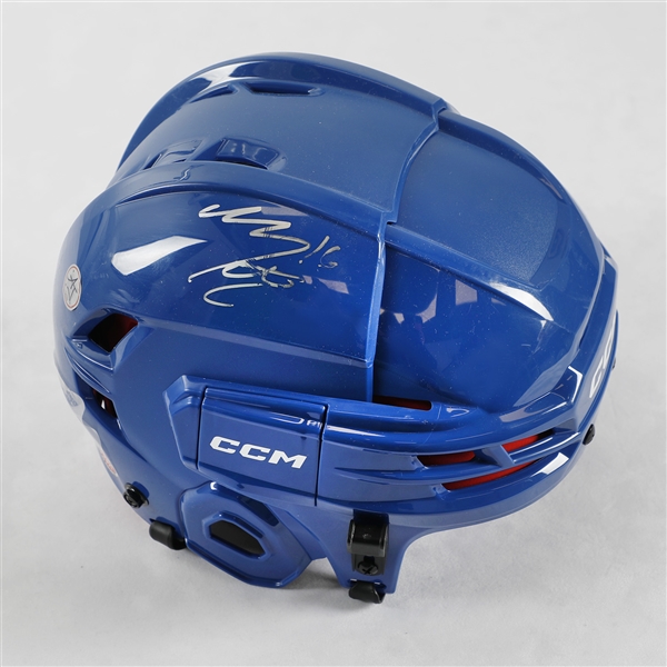 Mitch Marner Autographed Blue CCM Tacks Helmet (Flawed)