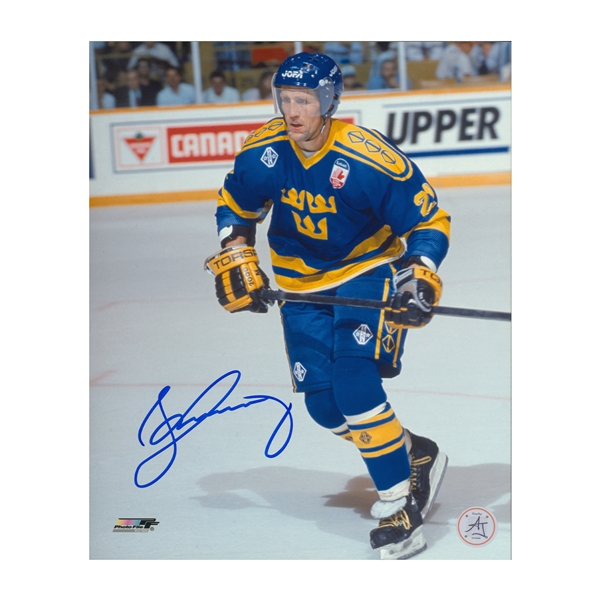 Borje Salming Autographed Team Sweden Game Action 8x10 Photo