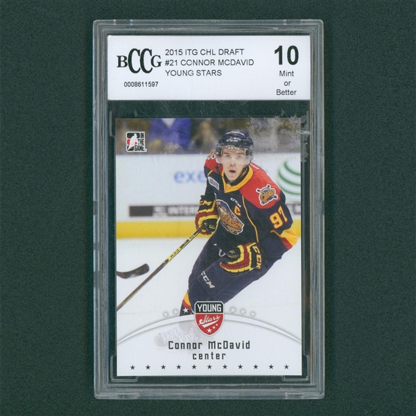 2015-16 ITG CHL #21 Connor McDavid Pre Rookie Card - Beckett 10