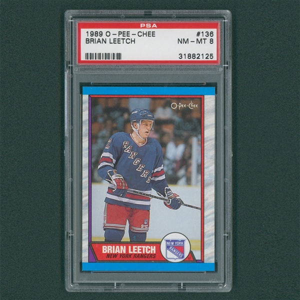 1989-90 O-Pee-Chee #136 Brian Leetch Rookie Card - PSA 8 NM-MT