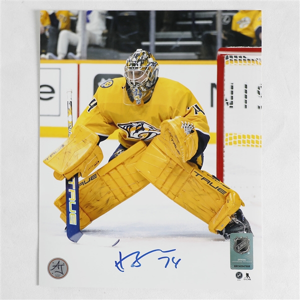 Juuse Saros Signed Nashville Predators Goalie 8x10 Photo (Flawed)